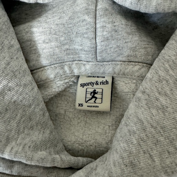 Sporty & Rich Blank Unprinted Heather Grey Hoodie - Picture 3 of 5